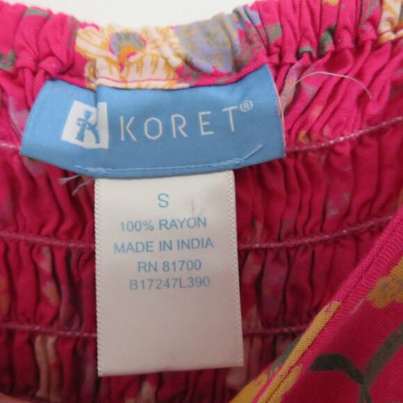 Koret Small Pink Yellow Floral Midi Dress Button Front - Picture 5 of 5